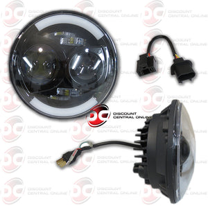 7" Round High/Low Projector LED Head Lamp (Fits Jeep Wrangler and Harley Davidson Motorcycle)