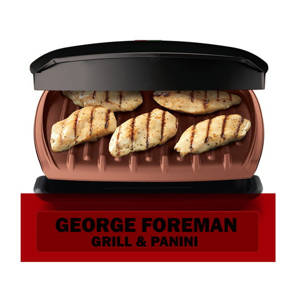George Foreman 5-Serving Copper Classic Plate Electric Indoor Grill and Panini