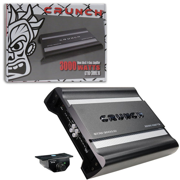 Crunch GTRII-3000.1D Class D Monoblock Car Amplifier 3000W Max