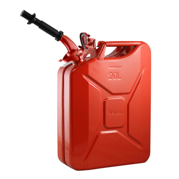 WAVIAN 5 GALLON 20 LITER FUEL CAN, AUTHENTIC JERRY CAN w/ LEAKPROOF SPOUT - RED