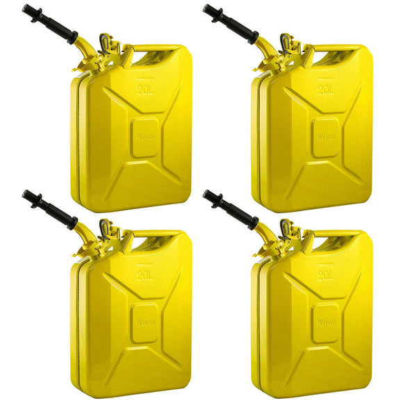 WAVIAN 5 GALLON 20 LITER AUTHENTIC JERRY CAN LEAKPROOF STEEL YELLOW DIESEL CAN - 4 PACK