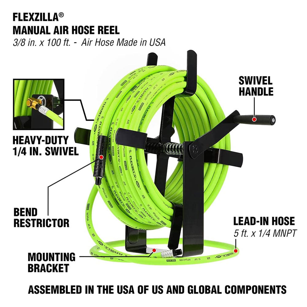 Flexzilla L8560FZ Manual Open Face Heavy Duty Air Hose Reel - 3/8″ x 1 –  DiscountCentralOnline