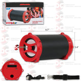 MAX POWER MPD414BZ 4" PORTABLE FM USB BLUETOOTH TUBE PARTY SPEAKER WITH BELT & LED