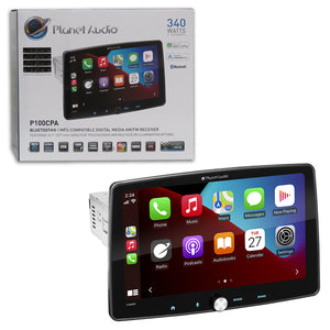 Planet Audio 1DIN 10.1" Car Stereo w/ AM/FM Apple Carplay Android Auto Bluetooth
