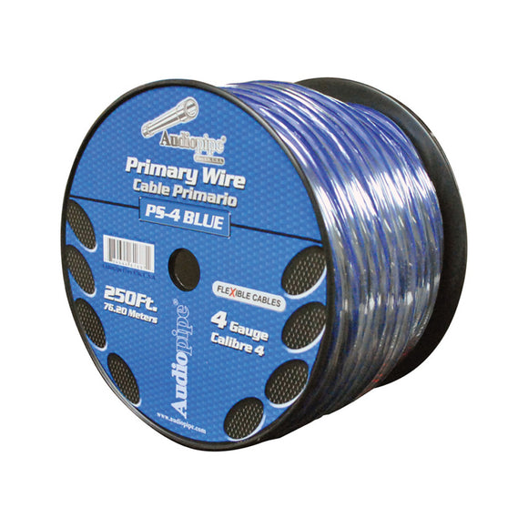 Audiopipe PS-4 Primary Wire Power Cable 4 Gauge 250 Ft. - Blue