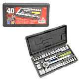 Ratchet & Socket Set Tools 1/4" & 3/8" Drive Socket 40 Pc Set | PSO40