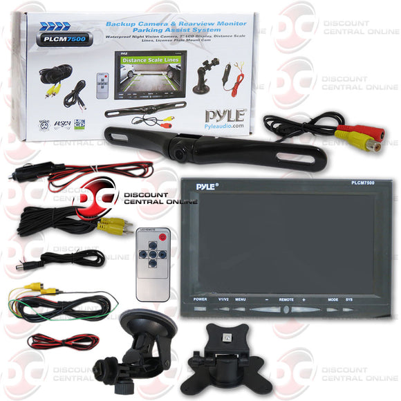 Pyle 	PLCM7500 Backup Rearview Camera & Monitor Parking/Reverse Assist System, Waterproof, Night Vision, 7'' Display, Distance Scale Lines, Swivel Angle Adjustable Cam