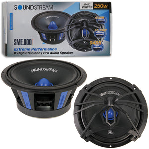 Soundstream SME.800 8" High Efficiency 4 Ohm Car Pro Audio Speaker 250 Watts Max