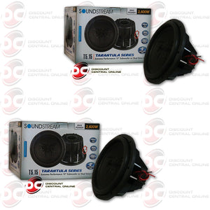 2X SOUNDSTREAM T5.154 15"2600W (1300RMS) DUAL 4-OHM CAR SUBWOOFER (TARANTULA SERIES)