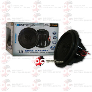 SOUNDSTREAM T5.154 15"2600W (1300RMS) DUAL 4-OHM CAR SUBWOOFER (TARANTULA SERIES)