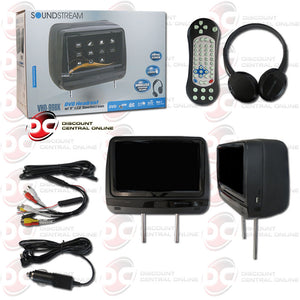 SOUNDSTREAM VHD-99BK 9" LCD TOUCH SCREEN W/UNIVERSAL DVD HEADREST+HEADPHONE (BLACK)